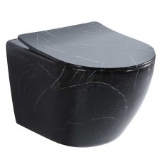 Siyah Mermer Desen Asma Klozet