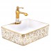 Gold Çiçek Desen Delikli  Lavabo