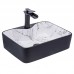 Mermer Desen Mat Siyah Delikli Lavabo
