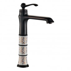 Desenli Siyah Çanak Lavabo Bataryası