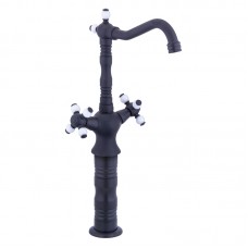 Siyah Nostalji Taşlı Çanak Lavabo Bataryası